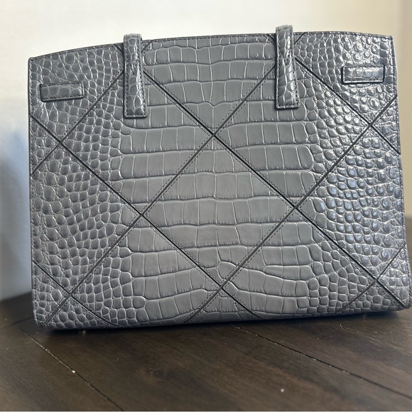 Tory Burch Walker Croc Embossed Leather Satchel Large - Picture 6 of 7
